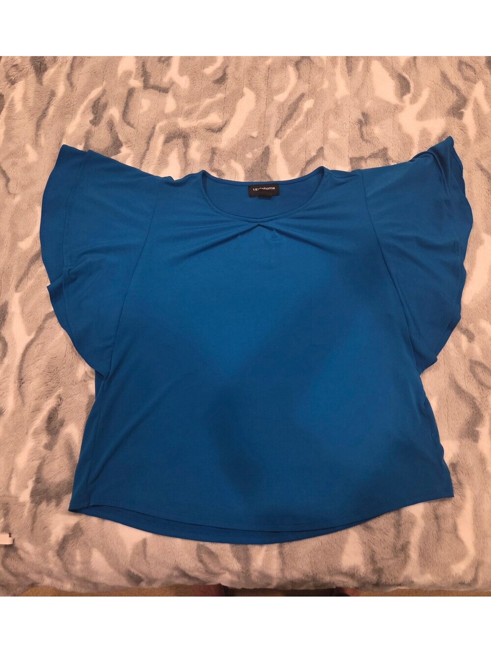 Liz Claiborne Career Blue bat sleeve - Flutter Sleeve Blouse Size L
